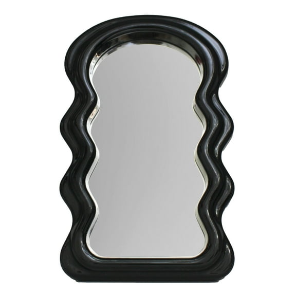 OneDesign Home Black Glossy Wavy Tabletop Mirror
