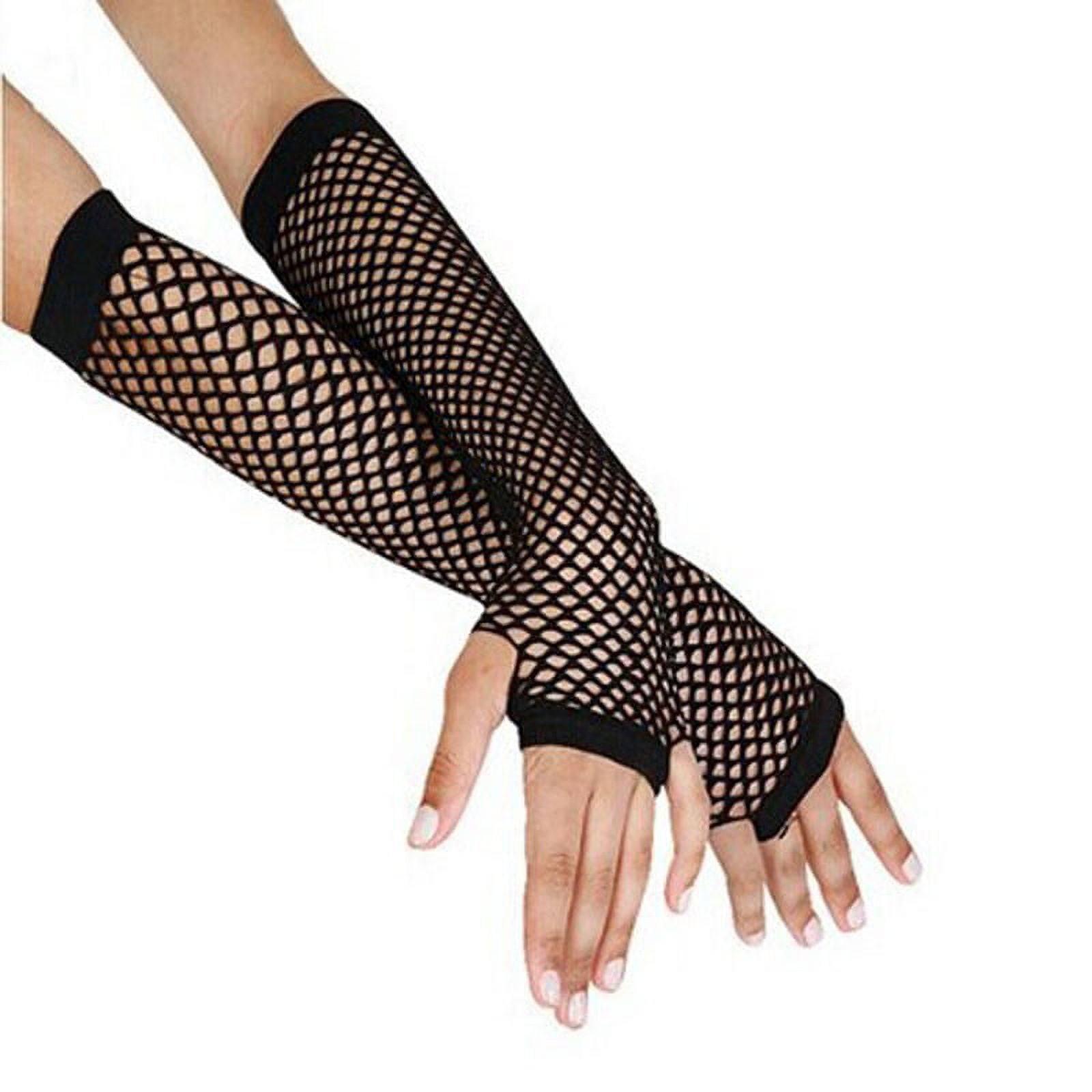 Black Gloves Mittens Goth Gloves Mesh Disco Dance Fingerless Costume