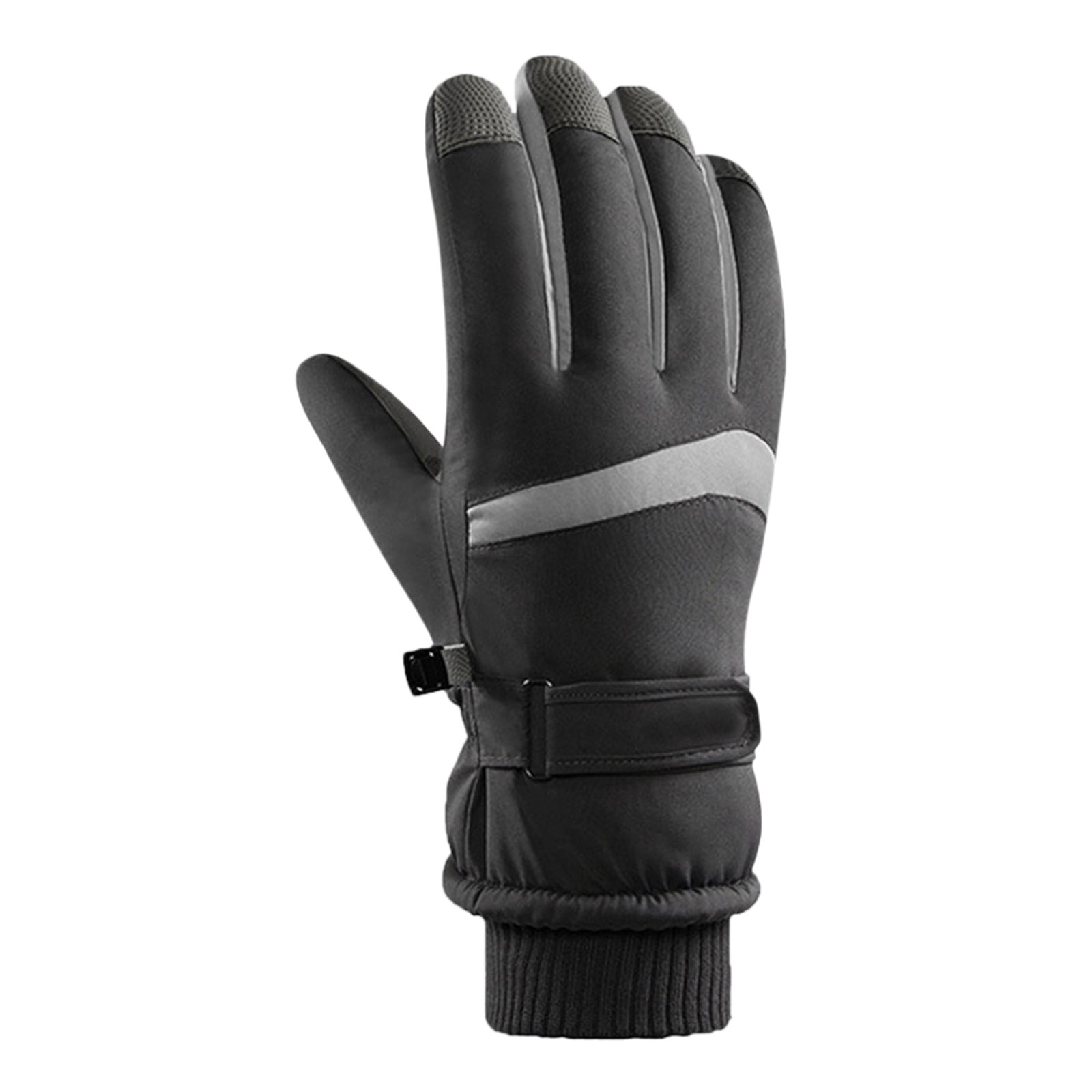 Black Gloves Mittens Winter Premium Leather Work And Downhill Ski
