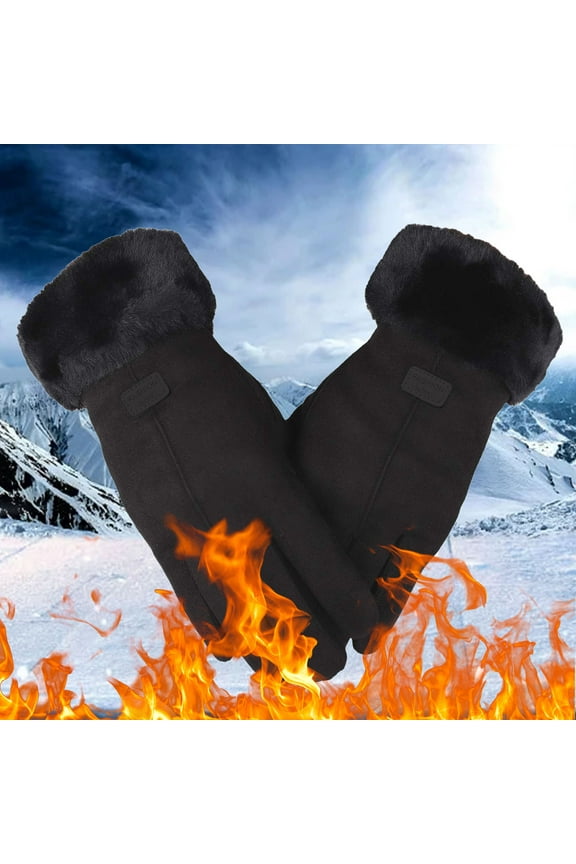 Black Gloves Mittens for Women Men Winter Touchscreen Gloves for Cold Weather, Chenille Warm Cable Knit Elastic Cuff Texting Thermal Gloves for Driving