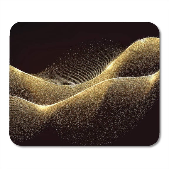 Black Glow Abstract Gold Waves Shiny Golden Moving Lines Mousepad Mouse Pad Mouse Mat 9x10 inch