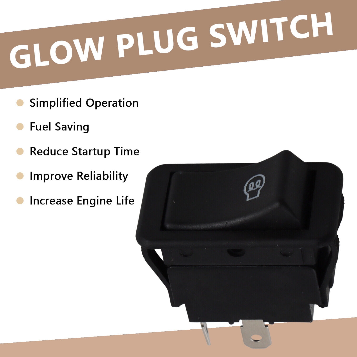 Black Glow Plug Switch for Bobcat Skid Steer F C Series 553 751 753 763