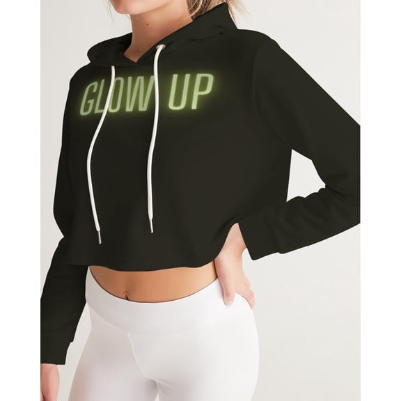 Black Glow up Women's Cropped Hoodie
