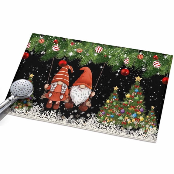 Black Gnomes Christmas Entryway Rug 2x3ft Washable Non Slip Bathroom ...