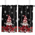 thumbnail image 1 of Black Gnomes Christmas Kitchen Curtain 2 Panels Curtains 45 Inch Length, Snowflake Xmas Poinsettia Curtains Rod Pocket Curtains Window Drapes Treatment Window Cafe Curtains, 1 of 5