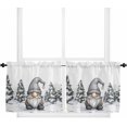 thumbnail image 1 of Black Gnomes Christmas Kitchen Curtain 2 Panels Tiers Curtains 36 Inch Length, Xmas Tree Snowflake Curtains Rod Pocket Curtains Window Drapes Treatment Window Cafe Curtains, 1 of 5