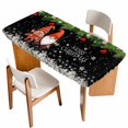 thumbnail image 1 of Black Gnomes Christmas Table Cloths for 6 Foot Rectangle Tables, Xmas Weeping Balls Snowflake Patio Waterproof Elastic Fitted Tablecloths, Washable Rectangular Table Cover for Camping, 1 of 8