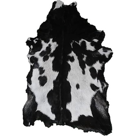 Black Goat Hide, Genuine Goat Skin Rug, Hair on Leather Hides Rug | Soft and Luxurious Goat Hide Rug Throw for Cozy Living Room, Bedroom, or Modern Office Interior