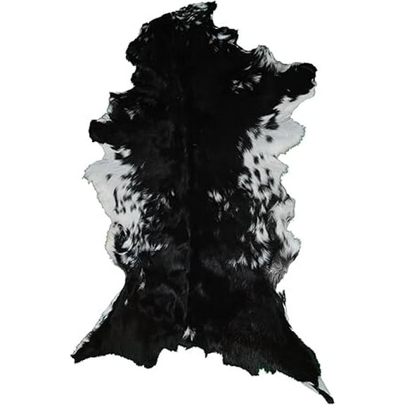 Black Goat Hide, Mixed Goat Skin Rug, Hair on Leather Hide Rug | Soft, Genuine Goat Hide Rug Throw for Minimalist and Luxe Living Room, Bedroom, and Home Office