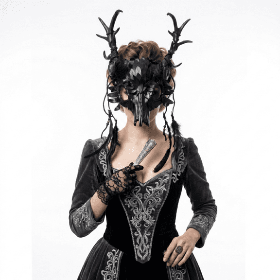 Black Goat Masquerade Demon Devil Horn Mask Costume Halloween Party Adult Masks