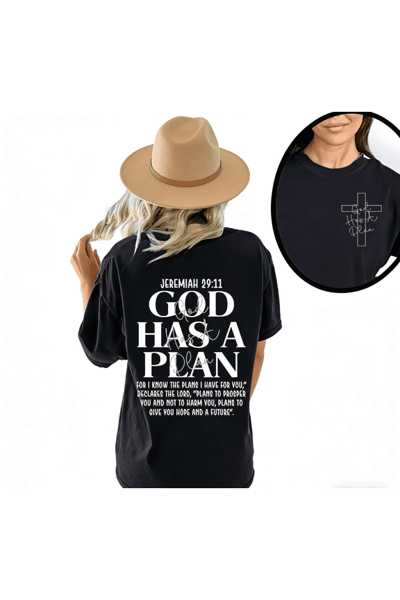 Black God Has A Plan Graphic Tees Print Tshirt Religious Shirts For Women Christian Faith Based Casual Shirts For Sunday Church And Holiday Tops S-5XL