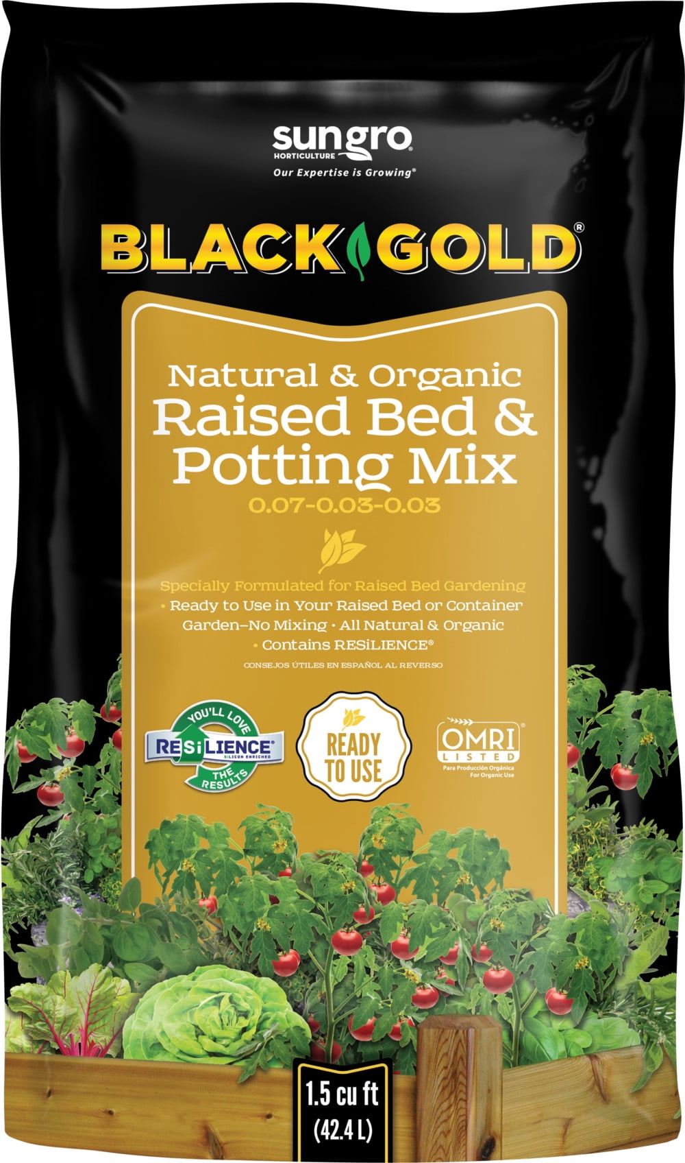 Black Gold Natural and Organic Raised Bed and Potting Mix Soil, 1.5 cu. ft.