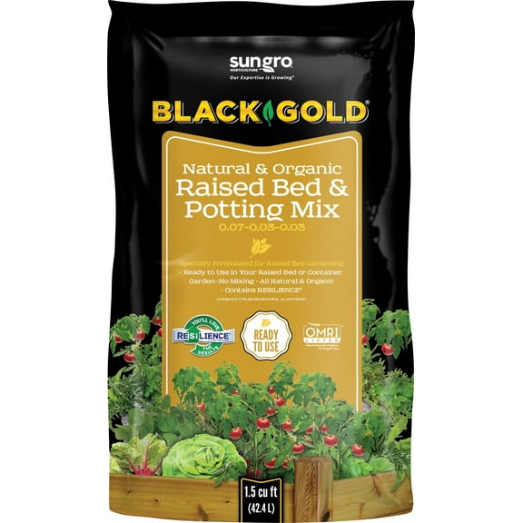 Black Gold Natural and Organic Raised Bed and Potting Mix Soil, 1.5 cu. ft.