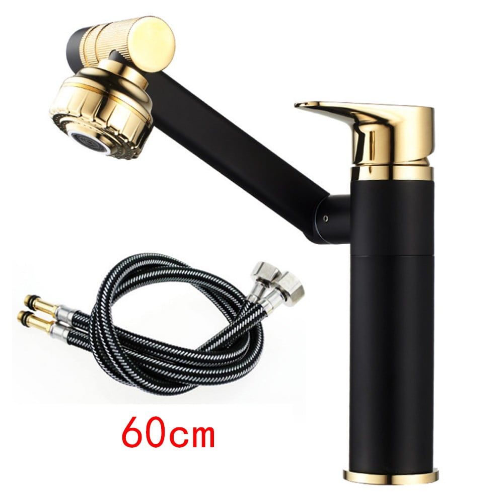 Black Gold 1080° Swivel Bathroom Sink Faucet Mixer Deck Mount Splash