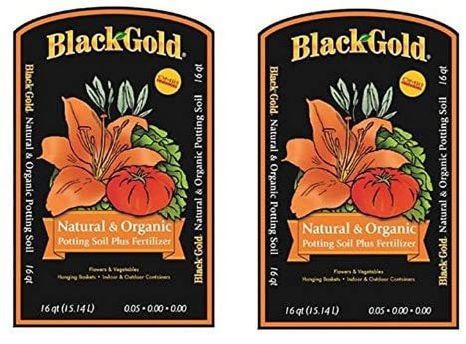 2-pack Black Gold Organic Potting Soil - All Natural, 2 Pack, 16-Quart Bags — Indoor & Outdoor Container & Garden Use