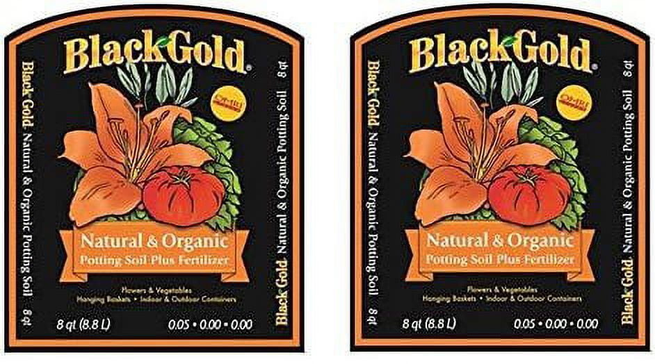 Black Gold 1302040 8-Quart All Organic Potting Soil DZUdYk, 2 Pack
