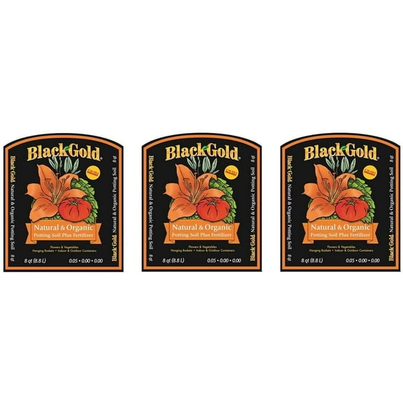 Black Gold Organic Potting Soil - All Purpose, 3 Pack, 8-Quart