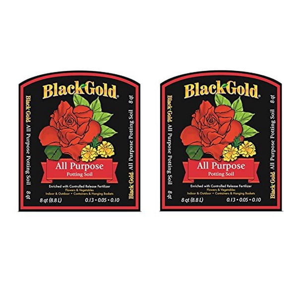Black Gold 1310102 8-Quart All Purpose Potting Soil With Control WiAscG, 2 Pack