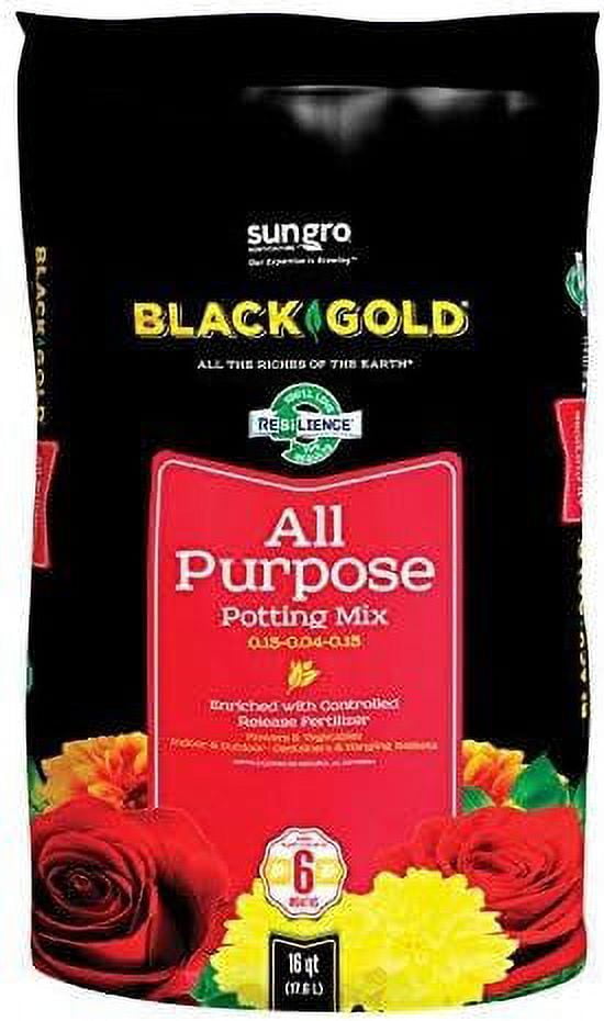 Black Gold 1410102 16 QT U 16 Quart All Purpose Potting Soil With Fertilizer