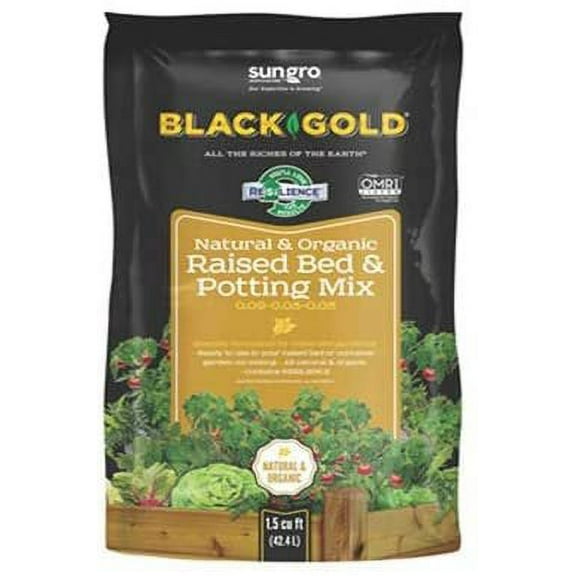 Black Gold 1423004.CFL001.5P Natural & Organic Raised Bed & Potting Mix, 1.5-Cu. Ft. - Quantity 50