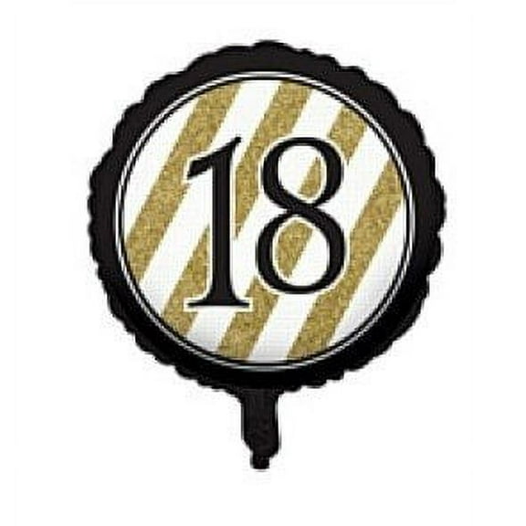 Black & Gold 18th Birthday Mylar Balloon