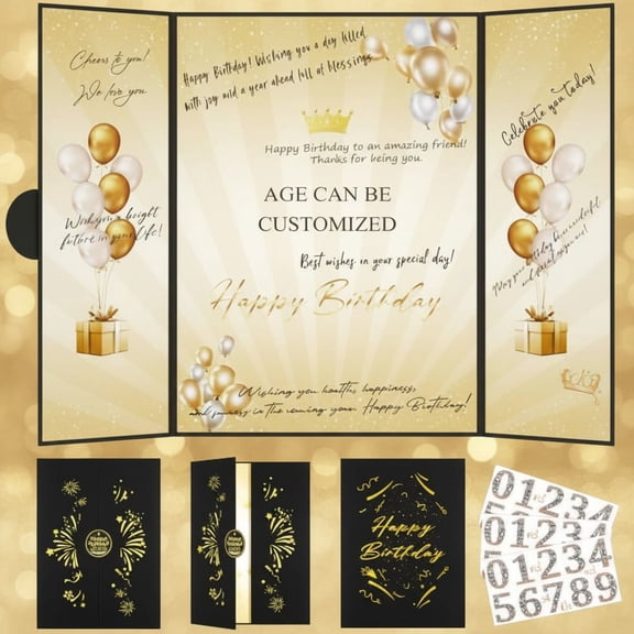 Black Gold 1st-99th Happy Birthday Party Decorations 18"x12" Birthday Guest Book for Men Women Suitable for All Ages Birthday Gifts Birthday Card