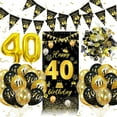 thumbnail image 1 of Black and Gold 40th Birthday Decorations Banner Balloon, Happy Birthday Door Banner, 40th Gold Foil Balloons, Number 40 Birthday Balloons, 40 Years Old Birthday Decoration Supplies, 1 of 7