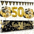 thumbnail image 1 of Black Gold 50th Birthday Decorations for Men Women, Black and Gold Birthday Yard Banner Sign and 18 PCS 50th Happy Birthday Balloons for 50th Anniversary Birthday Party Supplies Outdoor Yard Decor, 1 of 7