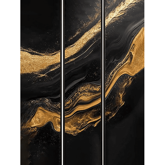Black and Gold Abstract Decorative Painting/Canvas Art Suitable for Living Room Bedroom Office Hotel Dining Room Hallway Study Kitchen Gallery Apartment Bar Restaurant.