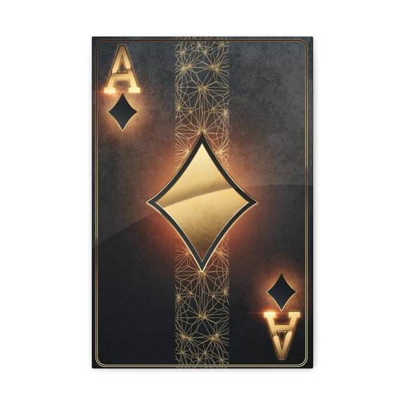 Black Gold Ace Of Diamonds Playing Card Canvas Wall Art for Home Decor Ready-to-Hang