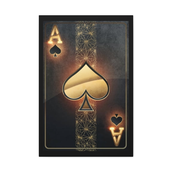 Black Gold Ace Of Hearts Playing Card Canvas Wall Art for Home Decor Ready-to-Hang