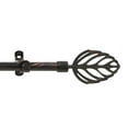 thumbnail image 1 of Black Gold Adjustable Decorative Curtain Rod with Metal Leaf Finial 28" - 48", 1 of 6