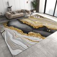 thumbnail image 1 of Black Gold Agate Texture Area Rug, Luxury White Gold Marble Rugs For Living Room, With Non-Slip Backing Washable Carpet For Living Room Bedroom Dining Room 4x6ft, 1 of 6