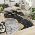 thumbnail image 1 of Black Gold Area Rug, Black And White Marble Living Room Rugs, With Non-Slip Backing Modern Agate Texture Large Carpet For Living Room Bedroom Dining Room 5x7ft, 1 of 6
