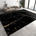 thumbnail image 1 of Black Gold Area Rugs, Modern Luxury Gold Texture Soft Fluffy Bedroom Rug, Non-Slip Machine Washable Living Room Rug, For Bedroom Office Study Corridor Entrance 5 x 8ft, 1 of 6
