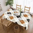 thumbnail image 1 of Black And Gold Argyle Harlequin Rectangular Tablecloth 55"x70" with Lace Edge, Washable Durable Table Cover for Dining, Indoor Outdoor Home Restaurant Decor, 1 of 5