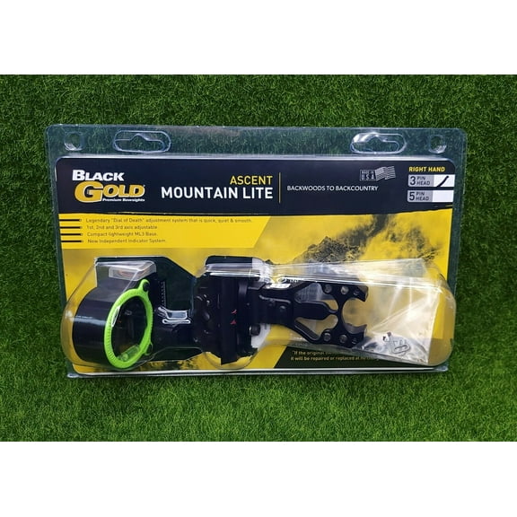 Black Gold Ascent Mountain Lite 3 Pin Bow Sight .019" Pin Bow Sight Diameter Right Hand Aluminum Black