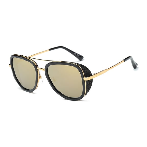 Black & Gold Aviator Sunglasses - Retro Tone UV400 Protection for Summer Outdoor Activities & Casual Daily Wear Eyewear