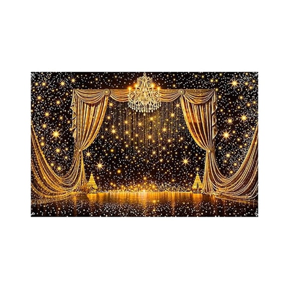 Black Gold Backdrop Curtains Glitter Spots, Retro Photo Background for Theater Stage Decor Adults VIP Carnival Graduation Prom New Year Birthday Party Supplies, 6.9x4.9ft