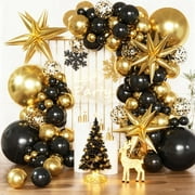 Black and Gold Balloon Arch Kit, Black and Gold Party Decorations for Birthday Bachelorette Retirement Office Christmas 2026 New Years Eve Graduation Anniversary Party Decorations