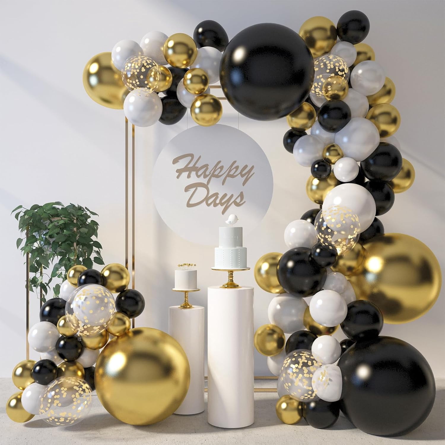Yeewaka 150-Piece Black Red Silver Balloon Garland Kit - Starburst Balloons For Weddings, Birthdays & Casino Theme Parties