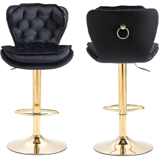 Black and Gold Bar Stools Modern Barstools - Velvet Counter Stools