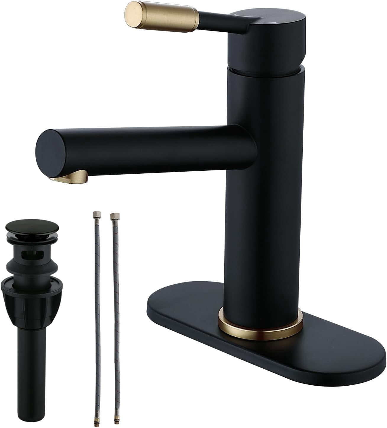 Black and Gold Bathroom Faucet Modern Single Handle Bathroom Vanity ...