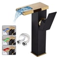 thumbnail image 1 of Black Gold Bathroom Sink Vessel Faucet LED Waterfall Spout Lavatory Vanity Mixer, 1 of 13