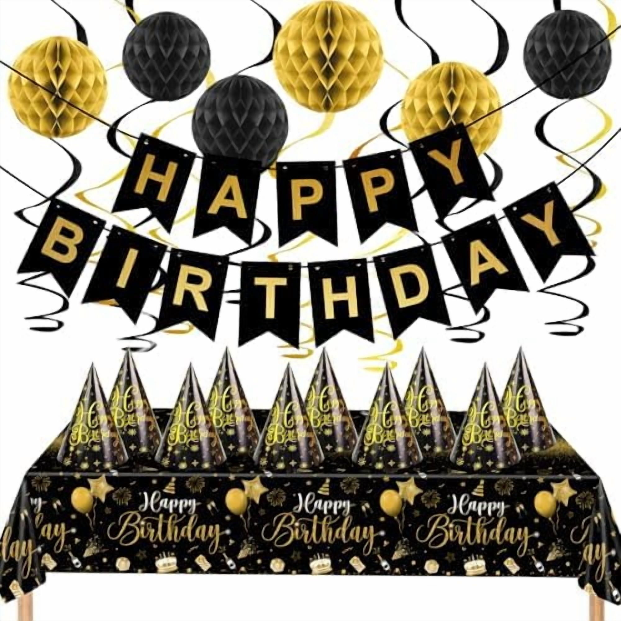 Gold Happy Birthday Garland Banner - 6.5 Feet, Pre-Strung, No DIY, Reusable - View #2