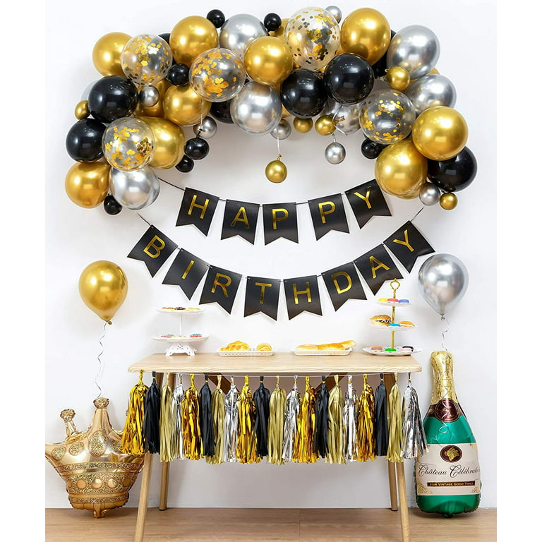 Black Gold Party Decorations, Black and Gold Birthday Decoration