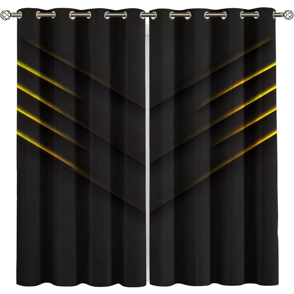 Black Gold Blackout Curtains, Abstract Gold Pattern Window Curtains for Bedroom Living Room Kitchen, Thermal Insulated Grommet Drapes 26"W x 45"L (2 Pack)