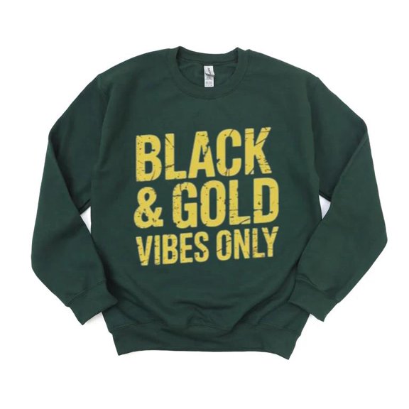 Black Gold Bold Game Day Look Sports Team Colors Fan Pride City Steel Sweatshirt, for men & women, up to size 5XL