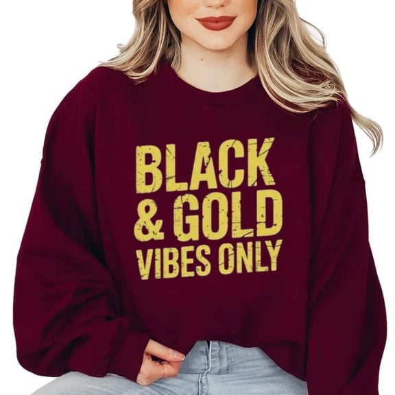 Black Gold Bold Game Day Look Sports Team Colors Fan Pride City Steel Sweatshirt, for men & women, up to size 5XL