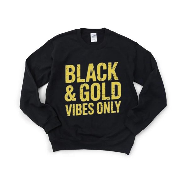 Black Gold Bold Game Day Look Sports Team Colors Fan Pride City Steel Sweatshirt, for men & women, up to size 5XL